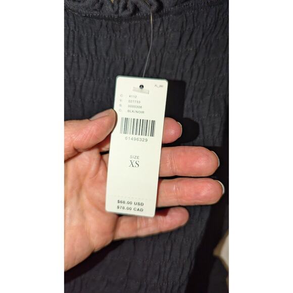 NEW Anthropologie eri + ali Stephanie Smocked Eyelet Lace Tie Peplum Black XS - Picture 7 of 7